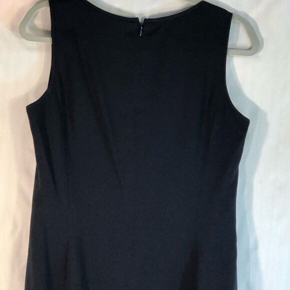 Tamotsu New York Crepe Navy Blue Crew Neck Sleeveless Sheath Dress M - Picture 5 of 9